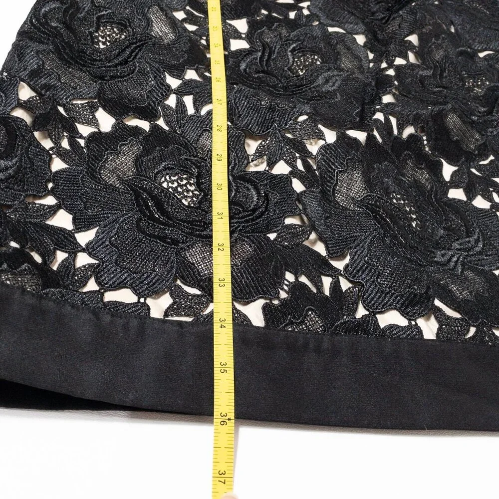 White House Black Market Lace Sleeveless Dress Black Floral Design 10 Formal - Picture 7 of 10